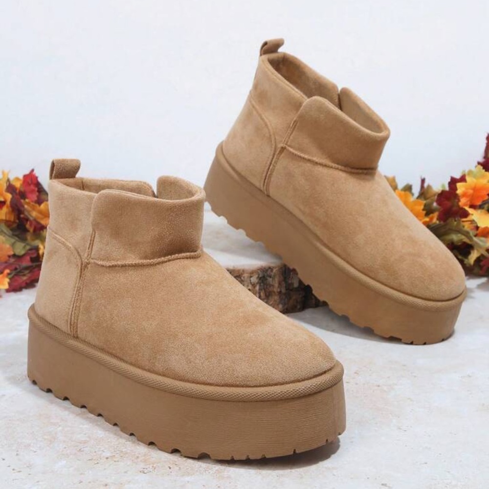 Tan Suede Platform Boots - Picture 5 of 7